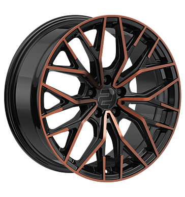 2DRV, WH37, 8x18 ET40 5x108 72,6, Schwarz Kupfer hochglanzpoliert