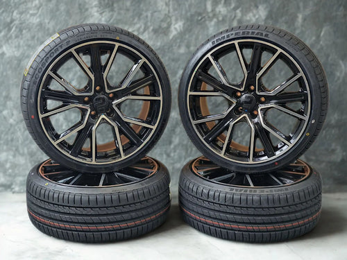 Sommer Kompletträder, 2DRV WH34, 19 Zoll 8,5Jx19 ET45 5x112 mit 225/35 R19 schwarz poliert