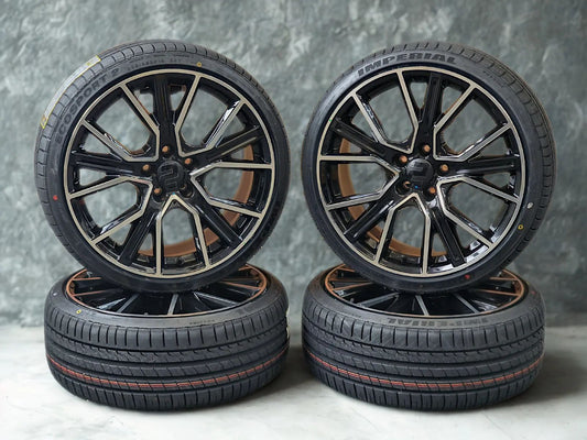 Sommer Kompletträder, 2DRV WH34, 19 Zoll 8,5Jx19 ET45 5x112 mit 225/35 R19 schwarz poliert