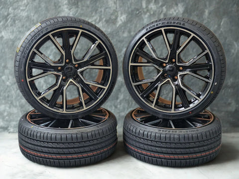 Sommer Kompletträder, 2DRV WH34, 19 Zoll 8,5Jx19 ET45 5x112 mit 225/35 R19 schwarz poliert