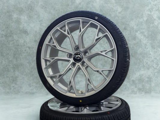 Sommerkomplettradsatz, FF-Wheels FF02, 8,5x19 ET45 5x112 mit 225/35 R19 91Y in silber