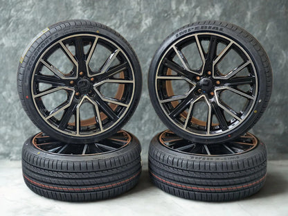 Sommer Kompletträder, 2DRV WH34, 19 Zoll 8,5Jx19 ET45 5x112 mit 245/45 R19 schwarz poliert