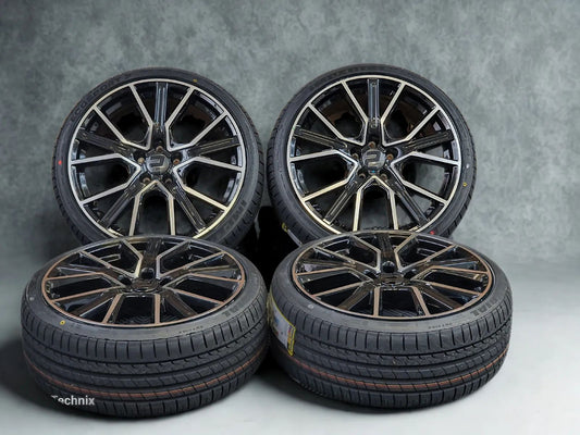 Sommer Kompletträder, 2DRV WH34, 19 Zoll 8,5Jx19 ET45 5x112 mit 245/45 R19 schwarz poliert