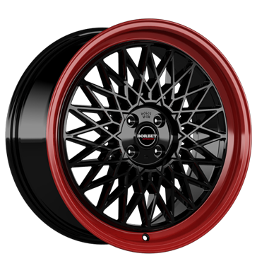 Borbet, B, 7x17 ET38 4x100 64, black rim red