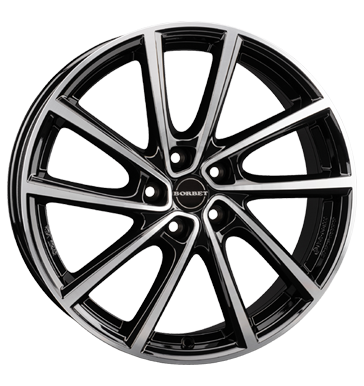 Borbet, V, 7x19 ET38 5x108 65,1, black polished glossy