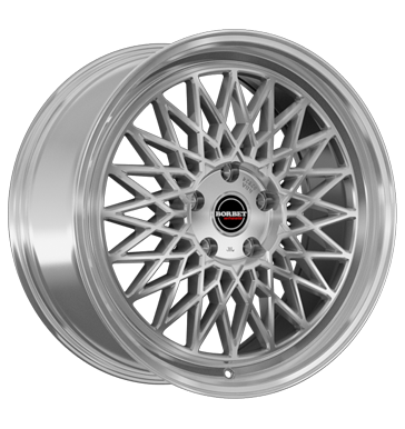 Borbet, B, 8x18 ET35 5x112 66,5, silver rim polished