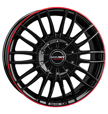 Borbet, CW3, 7,5x18 ET53 5x130 78,1, black glossy red ring