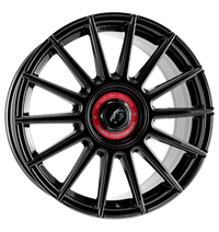 Damina Performance, DM09, 8x18 ET45 5x112 72,6, black painted red Inlay