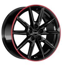 Borbet, LX18, 8x18 ET40 5x112 66,6, black glossy rim red