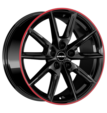 Borbet, LX18, 8x18 ET40 5x112 66,6, black glossy rim red