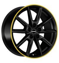 Borbet, LX18, 8x18 ET40 5x112 66,6, black matt rim yellow