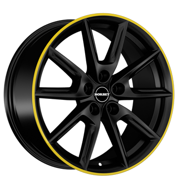Borbet, LX18, 8x18 ET48 5x112 66,6, black matt rim yellow