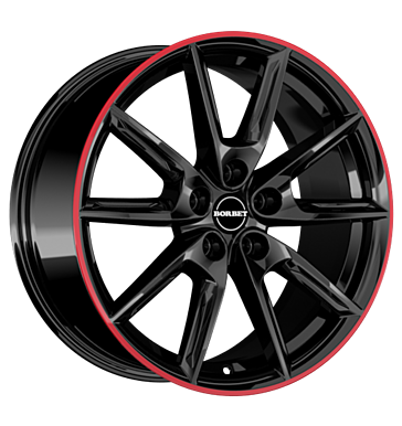 Borbet, LX19, 8x19 ET45 5x108 72,5, black glossy rim red