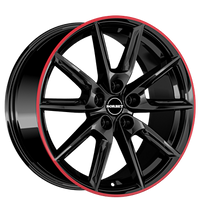 Borbet, LX19, 8x19 ET45 5x108 72,5, black glossy rim red