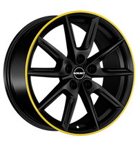 Borbet, LX19, 8x19 ET50 5x112 66,5, black matt rim yellow
