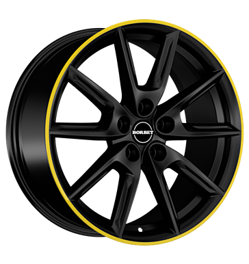 Borbet, LX19, 8x19 ET50 5x112 66,5, black matt rim yellow