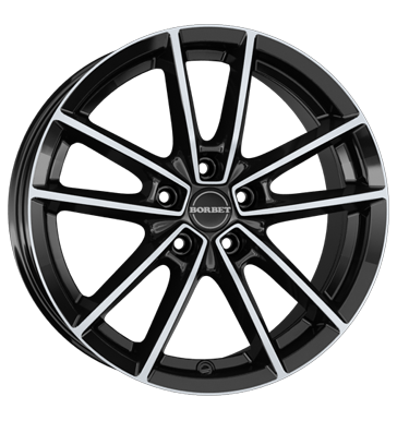 Borbet, W, 8,5x21 ET45 5x108 72,5, black polished glossy